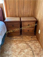 Pair of two drawer oak nightstands