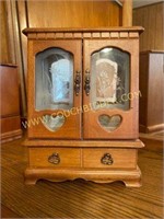 Maple two drawer jewelry cabinet 14" tall