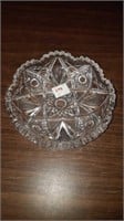 ANTIQUE PIN WHEEL CRYSTAL CANDY DISH 6" X 1.5"