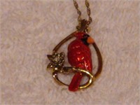 Sterling Silver Vermeil Cardinal Pendant Necklace