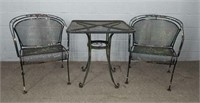 3 Pc Wrought Iron Table/chair Set