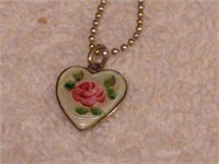 Sterling Silver Floral Heart Pendant Necklace