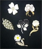 6 X Bid Vintage Brooch Pins Signed By Cervito