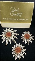 Sarah Coventry Boxed Jewelry Set Brooch Pin And
