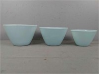 3 Pc Fire King Nesting Bowls - Blue