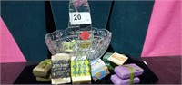 Lead Crystal Basket w/ Designer Soaps