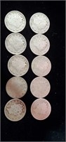 10 "V" Silver Nickels