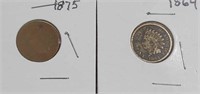 1864 & 1875 Indian Head Cents