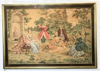 Framed Tapestry of 18th C Garden Music