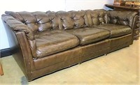 Brown Leather Couch Tufted Back & Arms