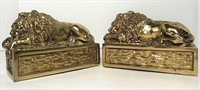 Gold finish Lion Book Ends