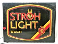 Stroh Light Plastic Lighted Beer Sign