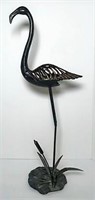 Painted Metal Flamingo on Stand