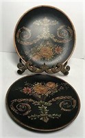 Two Painted Stoneware Decorative Plates