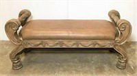 Italian Style Bench with Leather Seat