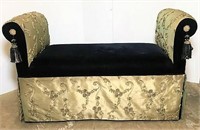 Black Velvet Bench with High Arms