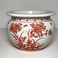 Asian Design Stoneware vase in Orange