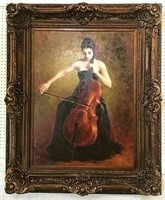Painting of Female Cellist in Formal Gown