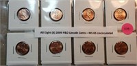 Set of all 8 2009 P&D Lincoln Cents MS65