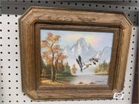 FRAMED SIGNED OIL ON CANVAS DUCK PICTURE