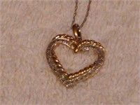 Sterling Silver Vermeil Heart Pendant Necklace