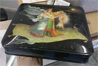 Large Vintage Russian Hand Painted Lacquer Box