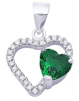 Beautiful Emerald & White Topaz Heart Pendant