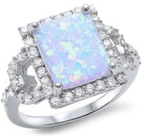 Amazing Radiant Cut White Opal Designer Ring