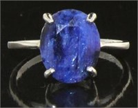 Natural Oval 4.11 ct Sapphire Solitaire Ring