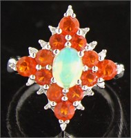 Natural 1.36 ct Fire-White Opal & Diamond Ring