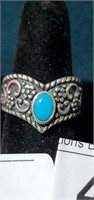 Heavy Sterling & Turquoise Ring sz 9
