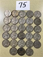 (28) Jefferson War Nickels 35percent Silver