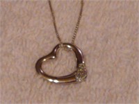 Sterling Silver Open Floating Heart Necklace