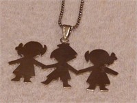 Sterling Silver Boy and Girls Pendant Necklace