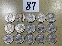 (15) Washington Silver Quarters