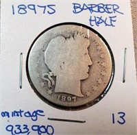 1897S Barber Half Dollar KEY DATE Mintage 933,900