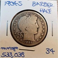 1904S Barber Half Dollar KEY DATE Mintage 553,038
