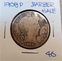 1908P Barber Half Dollar
