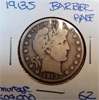 1913S Barber Half Dollar KEY DATE Mintage 604,000