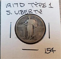 1917D Type 1 Standing Liberty Quarter F