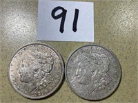 (2) 1921 D Morgan Silver Dollars
