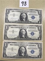 (3) 1957 Series Silver Certificates