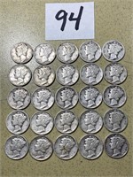 (25) Mercury Silver Dimes