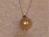 14K Chain Necklace Pearl Pendant
