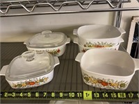 5 pieces of Corning ware