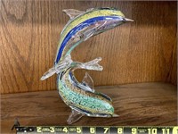 Art glass dolphins