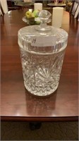 FINE HEAVY CRYSTAL BISCUIT JAR