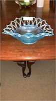 LARGE BLUE STRETCH GLASS BOWL