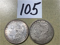 1886 & 1921 D Morgan Silver Dollars