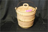 Ceramic Barrel and Lid with Metal Handle